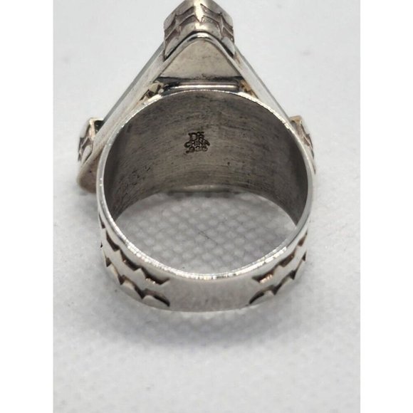 925 STERLING SILVER NEPHRITE RING SIZE 7.5 - Picture 4 of 4